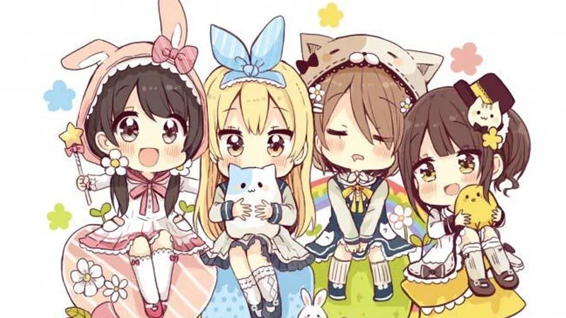 Nhóm nhân vật anime mặc đồ thú cute