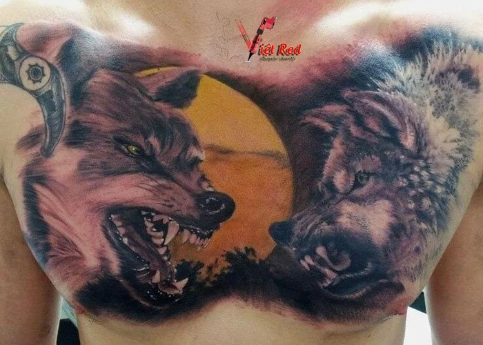 hình xăm chó sói hung dữ — ảnh 58