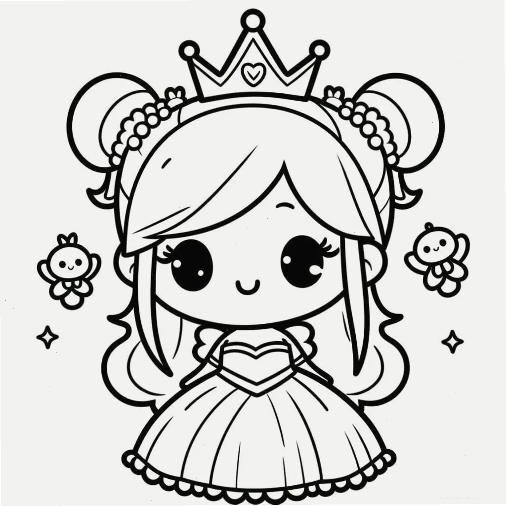 Tranh tô màu công chúa Chibi đẹp