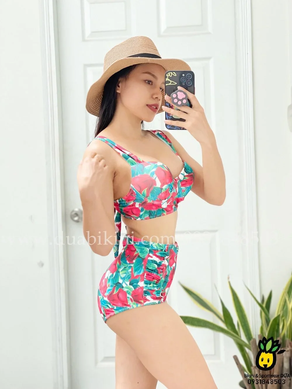 Bikini 2 mảnh cạp cao hoa xinh | Dứa Bikini & Sportwear