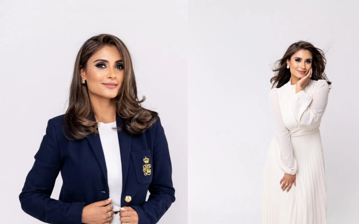 Ảnh meme hài bựa với người phụ nữ xuất hiện trong hai phong cách đối lập: mặc blazer xanh navy và váy trắng thanh lịch