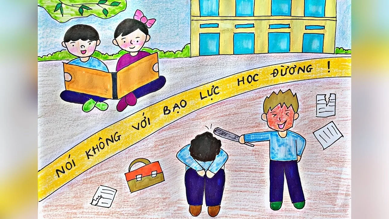 Vẽ tranh Bạo lực học đường | Tranh tuyên truyền phòng chống Bạo lực học đường