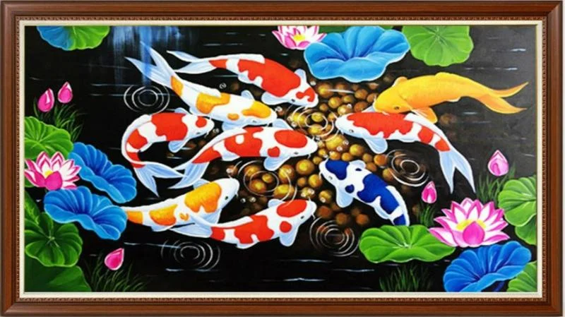 Tranh cửu ngư quần hội phong thủy
