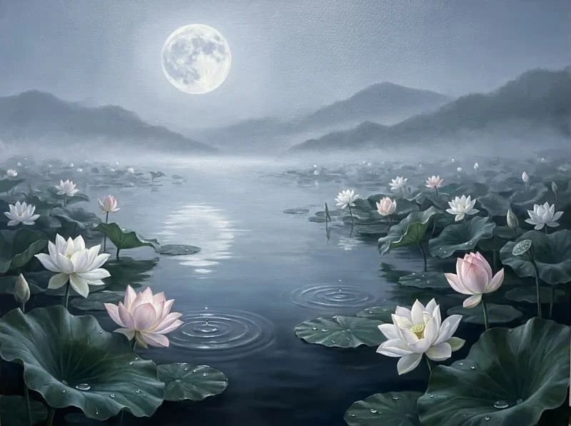 Tranh phong thủy hoa sen cho không gian thanh tịnh