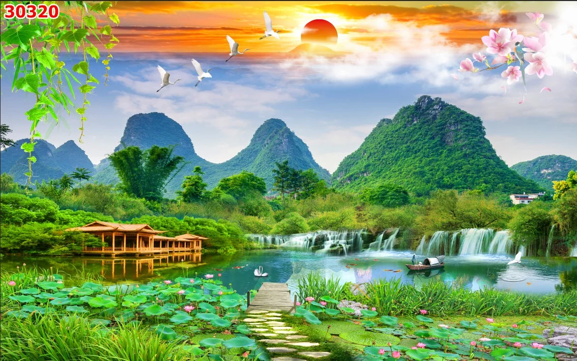 Tranh phong thủy sơn thủy phong cảnh nên thơ - Phong Thủy Chuyên Nghiệp