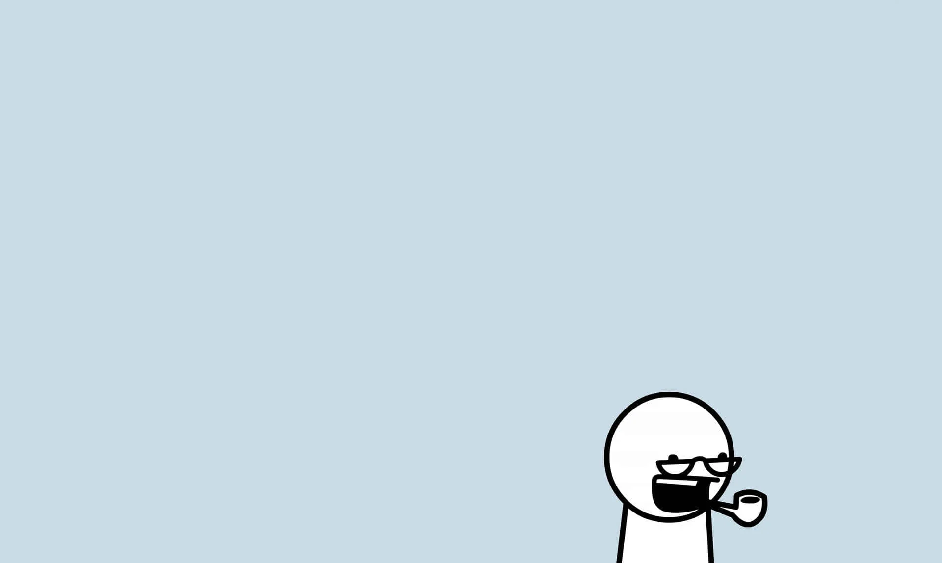 Hình nền meme nhân vật hoạt hình đơn giản uống trà