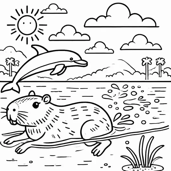 Bộ tranh tô màu capybara giúp bé khám phá thế giới động vật đáng yêu